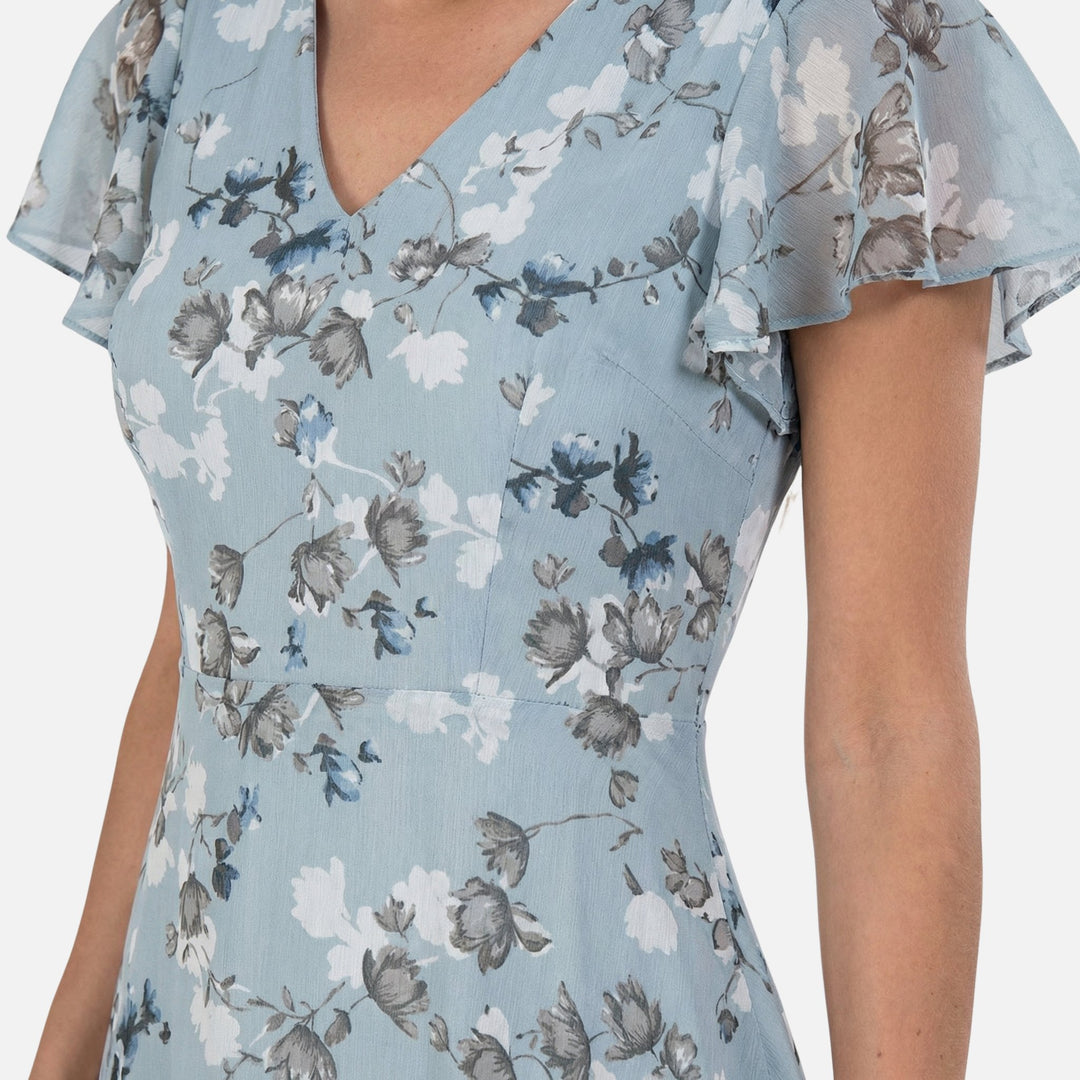 Wickel-Maxikleid aus Chiffon mit A-Linie und V-Ausschnitt für Damen