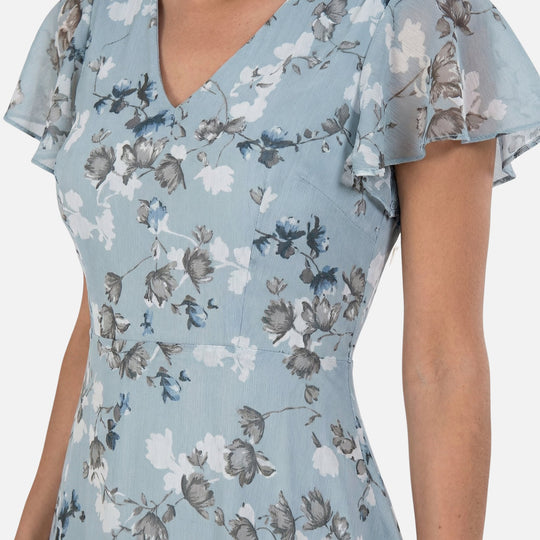 Wickel-Maxikleid aus Chiffon mit A-Linie und V-Ausschnitt für Damen
