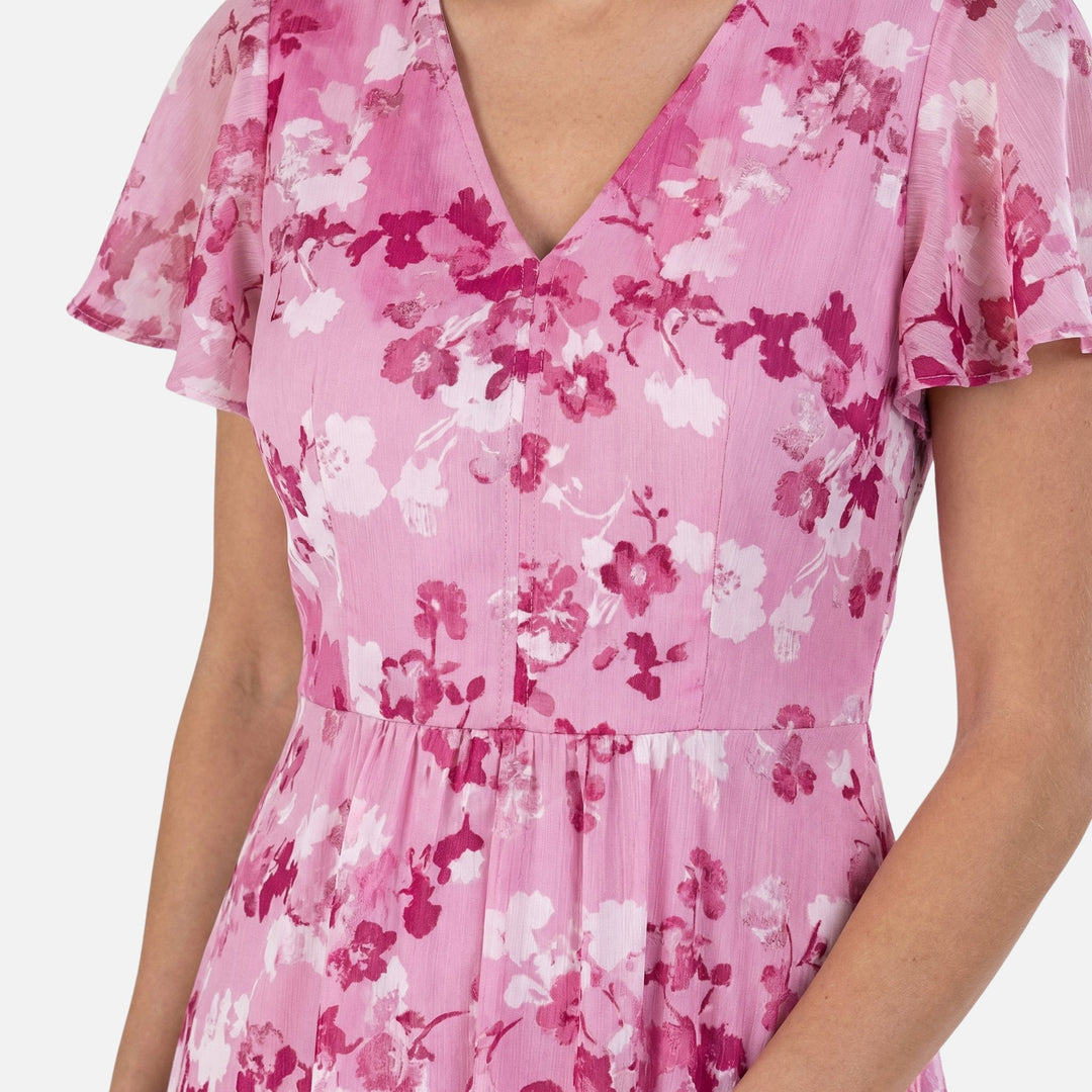 Wickel-Maxikleid aus Chiffon mit A-Linie und V-Ausschnitt für Damen