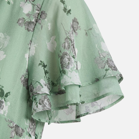 Wickel-Maxikleid aus Chiffon mit A-Linie und V-Ausschnitt für Damen