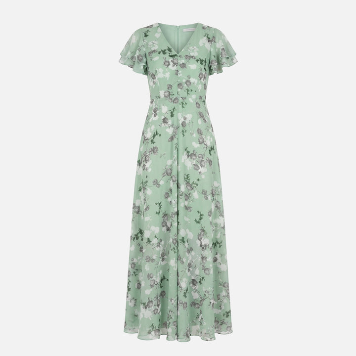 Wickel-Maxikleid aus Chiffon mit A-Linie und V-Ausschnitt für Damen