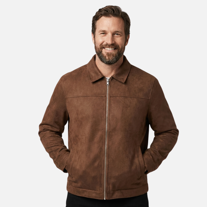 Wildleder Look Jacke Uebergangsjacke fuer Herren 4