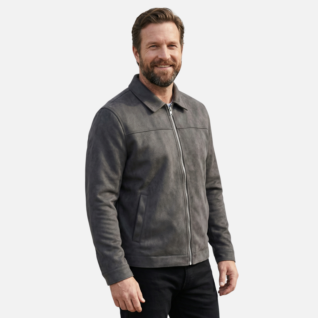 Wildleder Look Jacke Uebergangsjacke fuer Herren 5