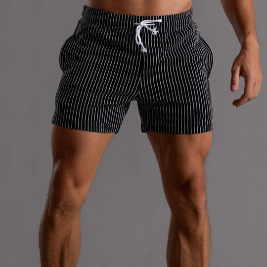 Gestreifte sportliche Herren-Lauf Kurze Hosen | Seitentaschen