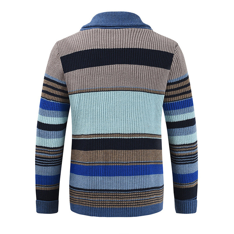 Gestreifte Strickjacke für Herren | Jacke mit Schalkragen