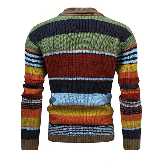 Gestreifte Strickjacke für Herren | Jacke mit Schalkragen
