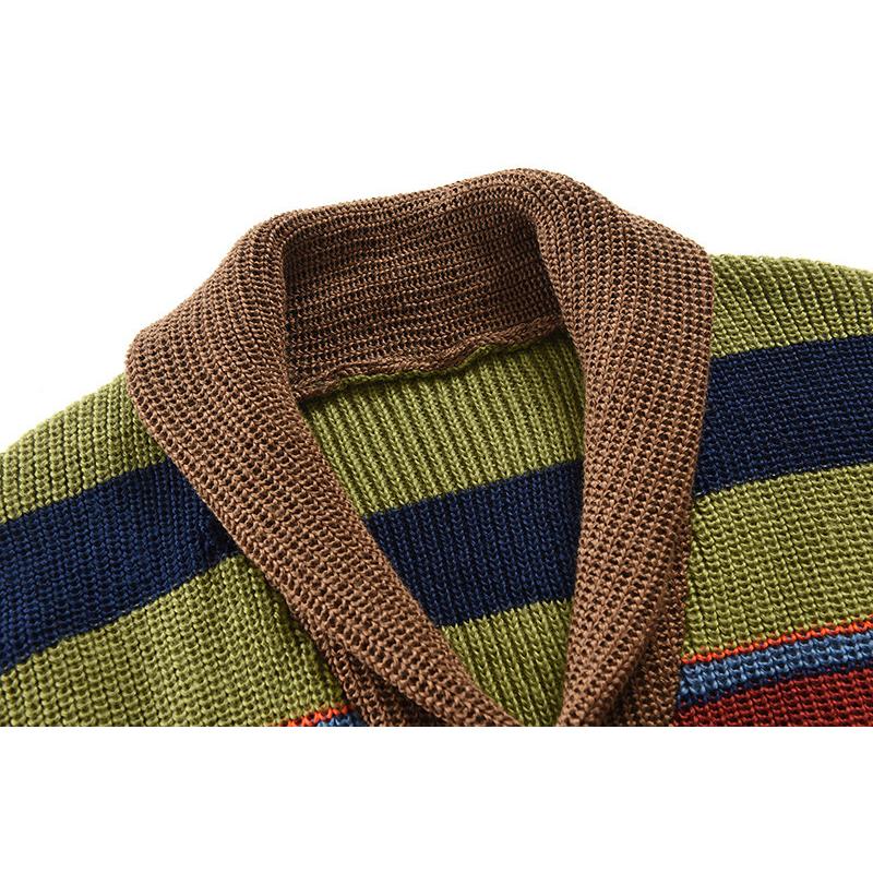 Gestreifte Strickjacke für Herren | Jacke mit Schalkragen