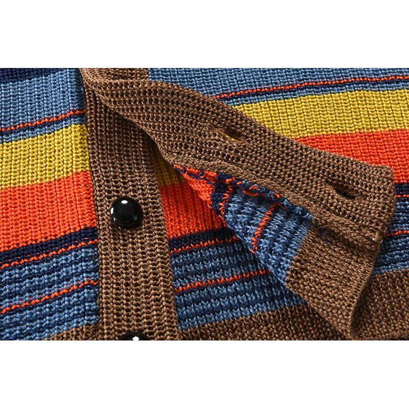 Gestreifte Strickjacke für Herren | Jacke mit Schalkragen