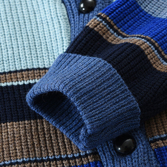 Gestreifte Strickjacke für Herren | Jacke mit Schalkragen