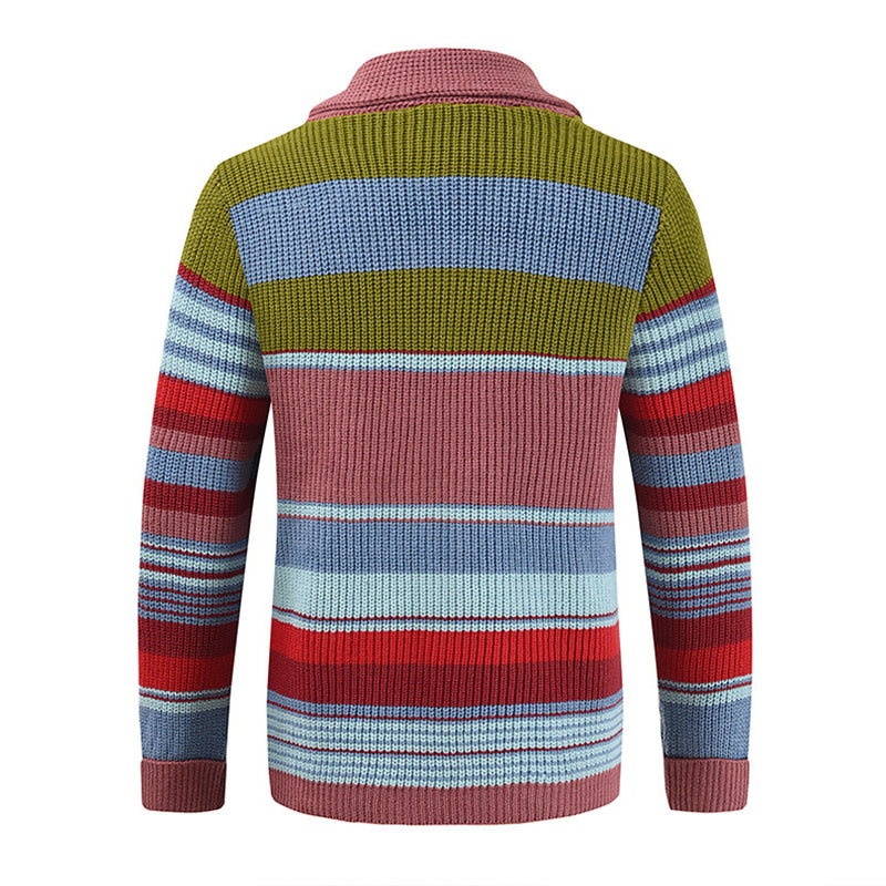 Gestreifte Strickjacke für Herren | Jacke mit Schalkragen