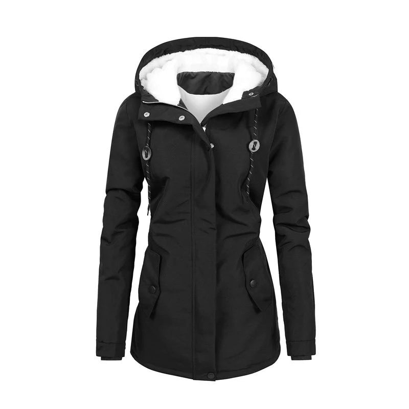 Damen Winter Parka | Warmer Mantel mit Kapuze & Fleece-Futter