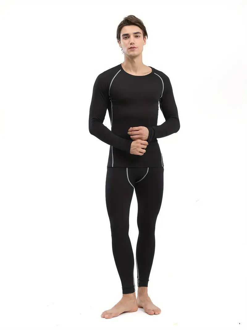 Herren Thermo-Unterwäsche Set | Langarmshirt & Tights für Sport und Fitness