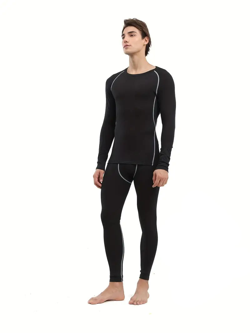Herren Thermo-Unterwäsche Set | Langarmshirt & Tights für Sport und Fitness