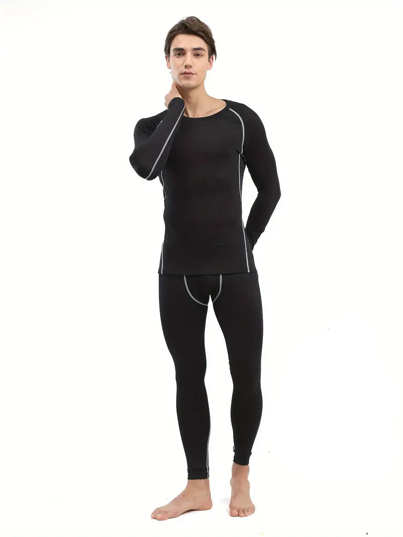 Herren Thermo-Unterwäsche Set | Langarmshirt & Tights für Sport und Fitness