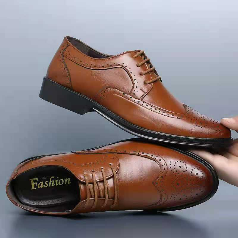 Klassische Schnürschuhe für Herren | Brogue-Halbschuhe mit Lochmuster