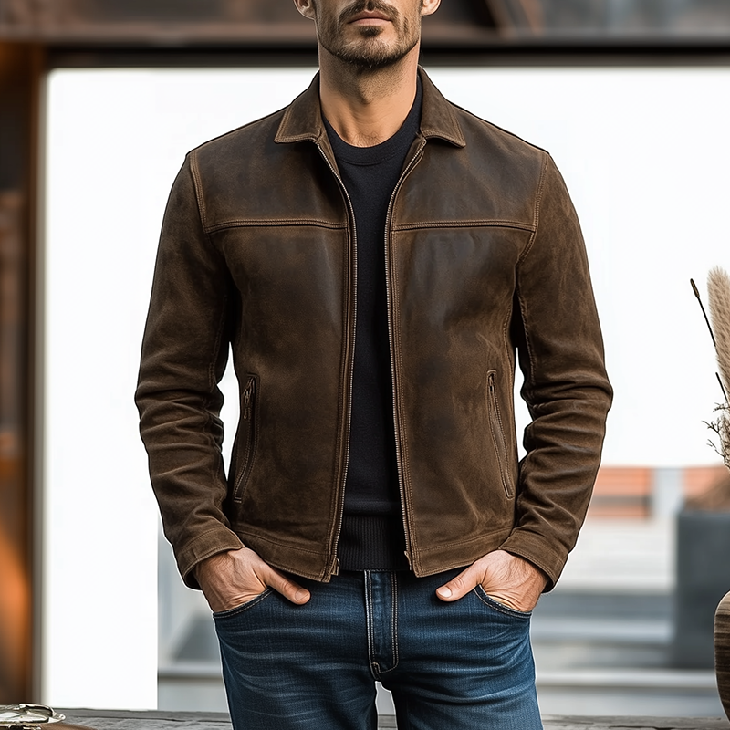 Lässige Jacke für Herren | Reißverschluss-Jacke mit Stehkragen