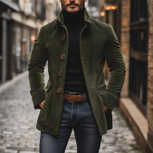 Cord-Mantel mit Stehkragen für Herren | Klassische Kurzjacke