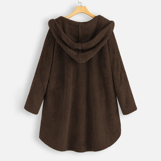 Damen Fleece-Jacke mit Kapuze | Übergröße Wintermantel