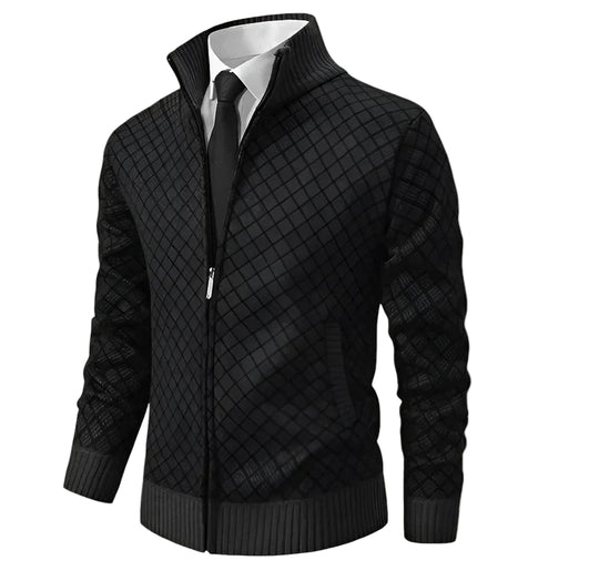 Zip-Up Fleecejacke für Herren | Strickjacke mit Stehkragen