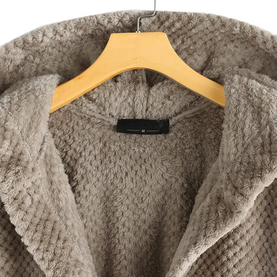 Damen Fleece-Jacke mit Kapuze | Übergröße Wintermantel