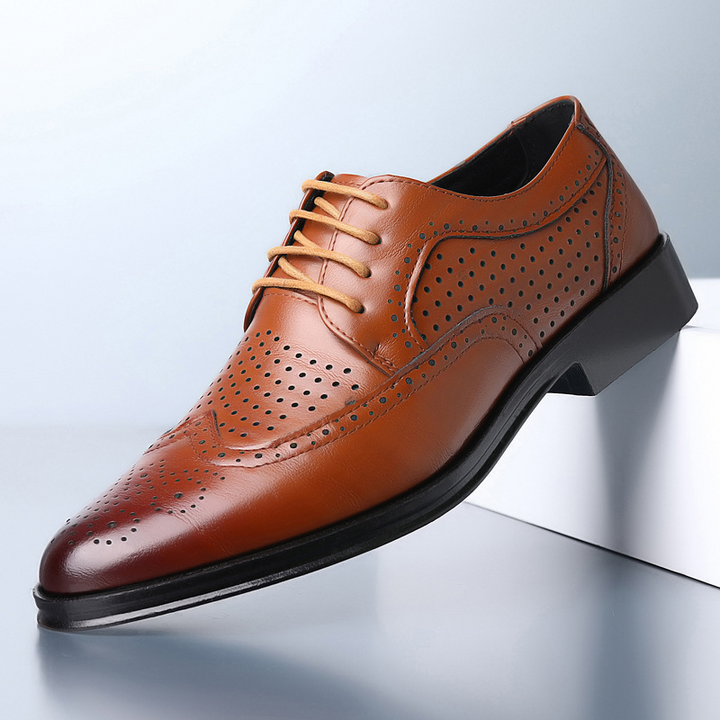 Klasyczne męskie buty sznurowane | Półbuty brogue z perforowanym wzorem