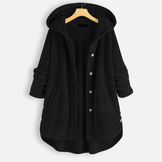Damen Fleece-Jacke mit Kapuze | Übergröße Wintermantel