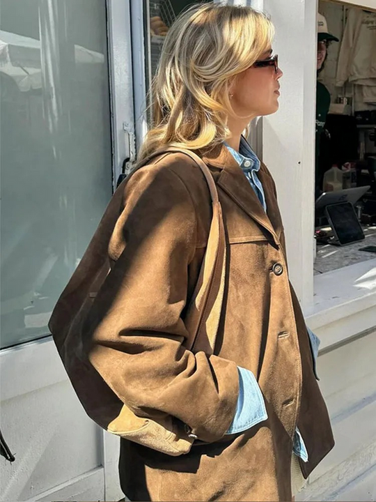 Kapuzen-Teddy-Mantel für Damen | Offene Kunstfelljacke mit Knöpfen