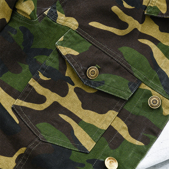Tarnmuster Jacke für Herren | Lässige Hemdjacke mit Revers