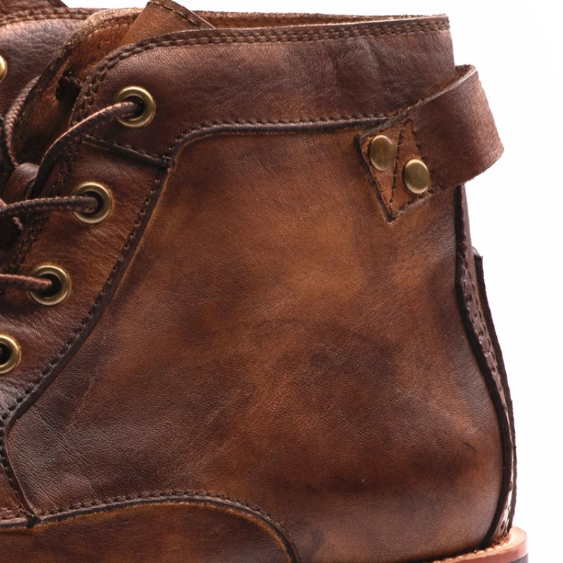 Klassische Schnürstiefel für Herren | Runde Knöchelstiefel