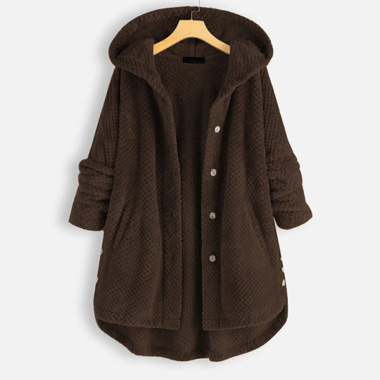 Damen Fleece-Jacke mit Kapuze | Übergröße Wintermantel