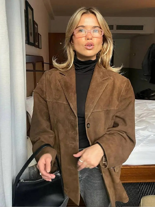 Kapuzen-Teddy-Mantel für Damen | Offene Kunstfelljacke mit Knöpfen