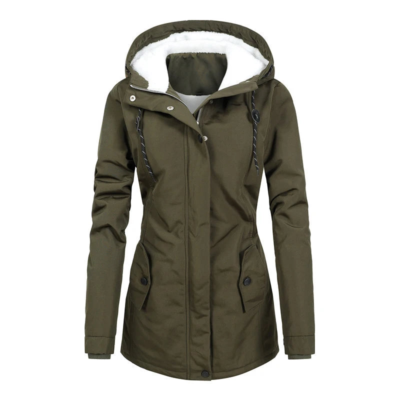 Damen Winter Parka | Warmer Mantel mit Kapuze & Fleece-Futter