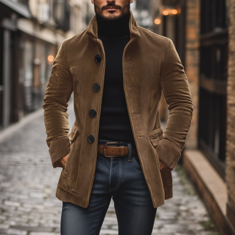 Cord-Mantel mit Stehkragen für Herren | Klassische Kurzjacke
