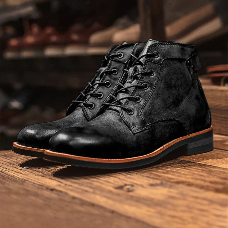 Klassische Schnürstiefel für Herren | Runde Knöchelstiefel