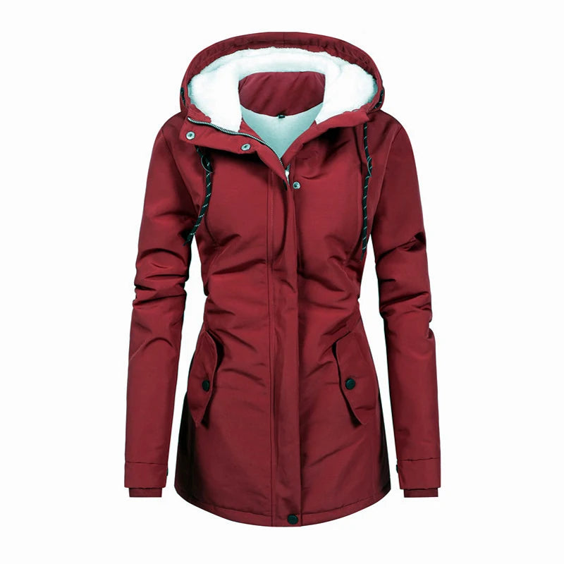 Damen Winter Parka | Warmer Mantel mit Kapuze & Fleece-Futter