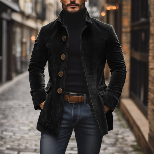 Cord-Mantel mit Stehkragen für Herren | Klassische Kurzjacke