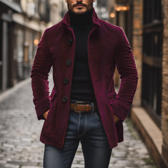 Cord-Mantel mit Stehkragen für Herren | Klassische Kurzjacke
