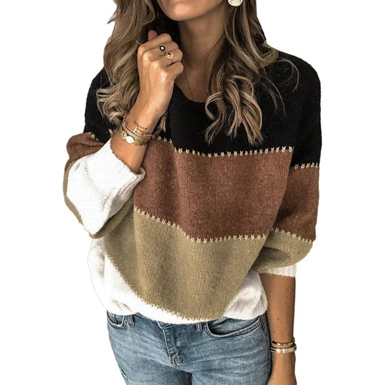 Bunter Strickpullover für Damen | Rundhalsausschnitt