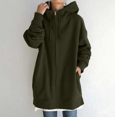 Damen Herbst/Winter Kapuzenpulli mit Reißverschluss