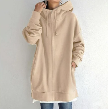 Damen Herbst/Winter Kapuzenpulli mit Reißverschluss