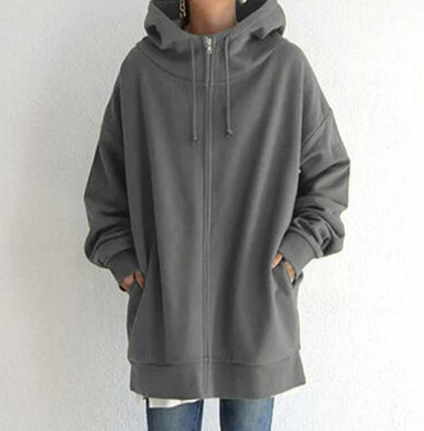 Damen Herbst/Winter Kapuzenpulli mit Reißverschluss