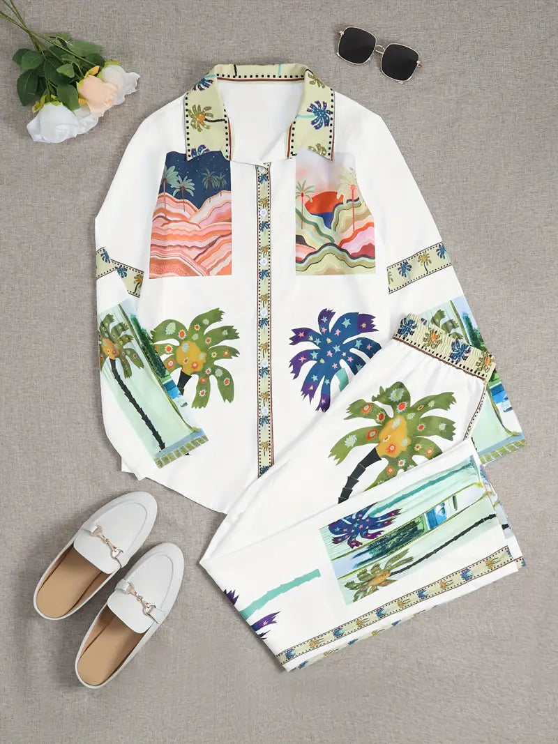 Damen Palmenoase Strand Set | Zweiteilig