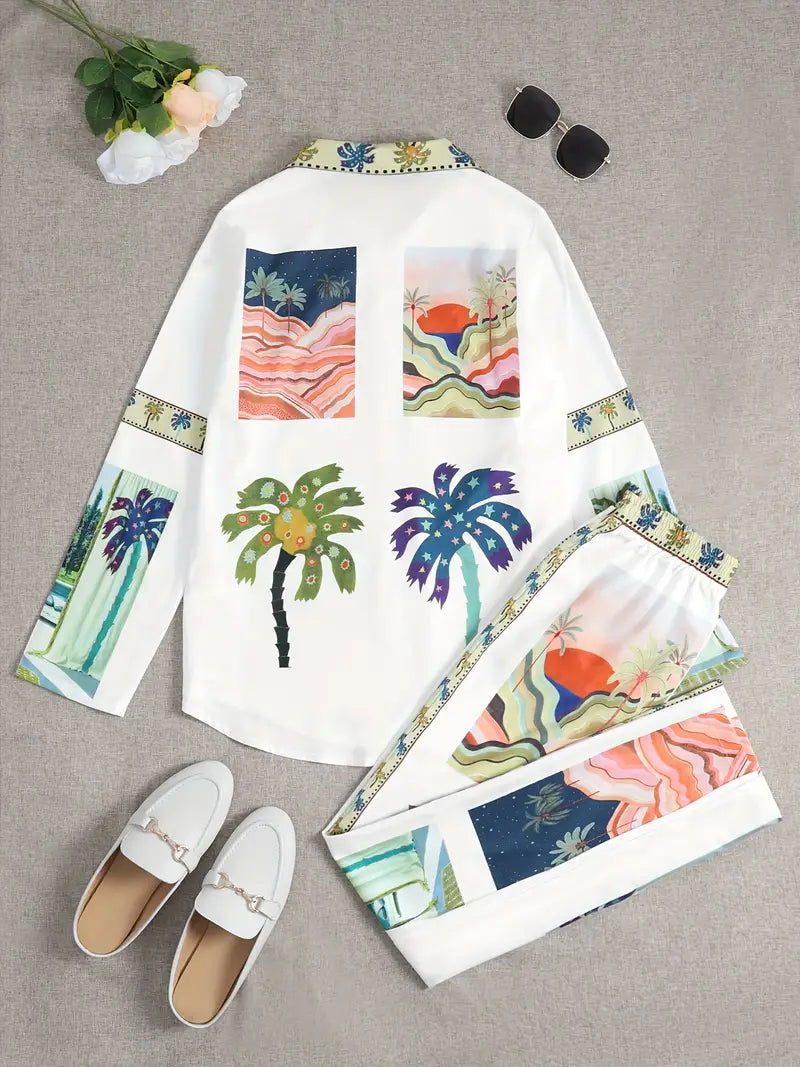 Damen Palmenoase Strand Set | Zweiteilig