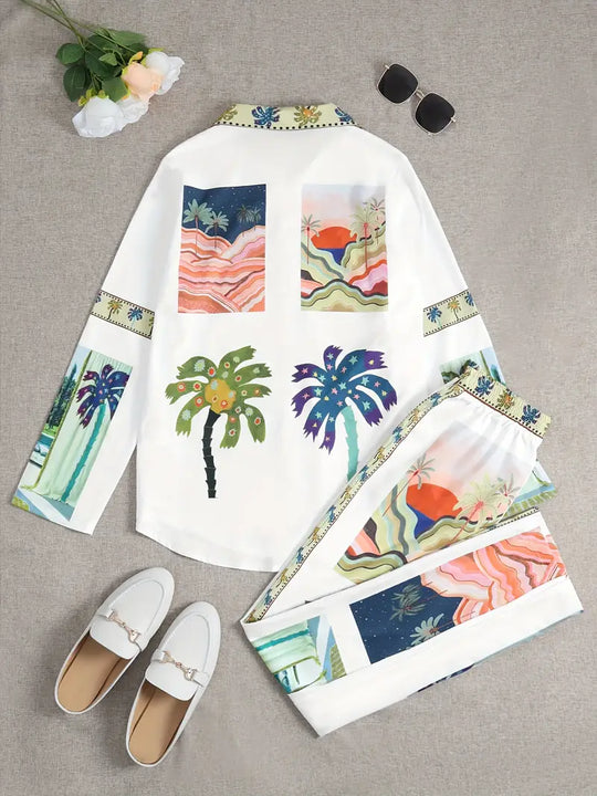 Damen Palmenoase Strand Set | Zweiteilig