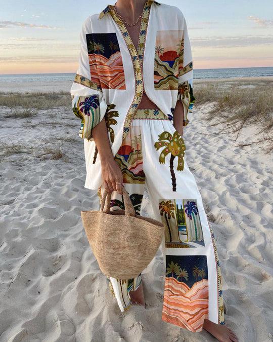 Damen Palmenoase Strand Set | Zweiteilig