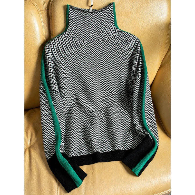 Damen-Rollkragenpullover | Geometrischer Druck