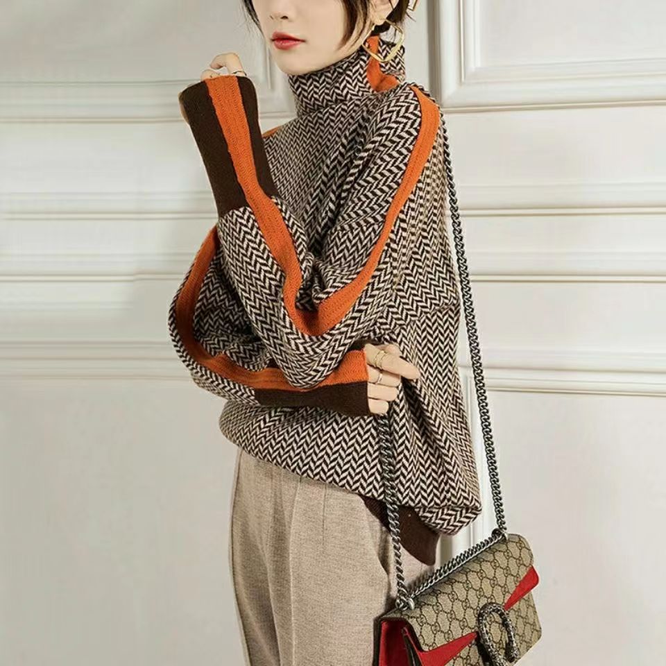 Damen-Rollkragenpullover | Geometrischer Druck