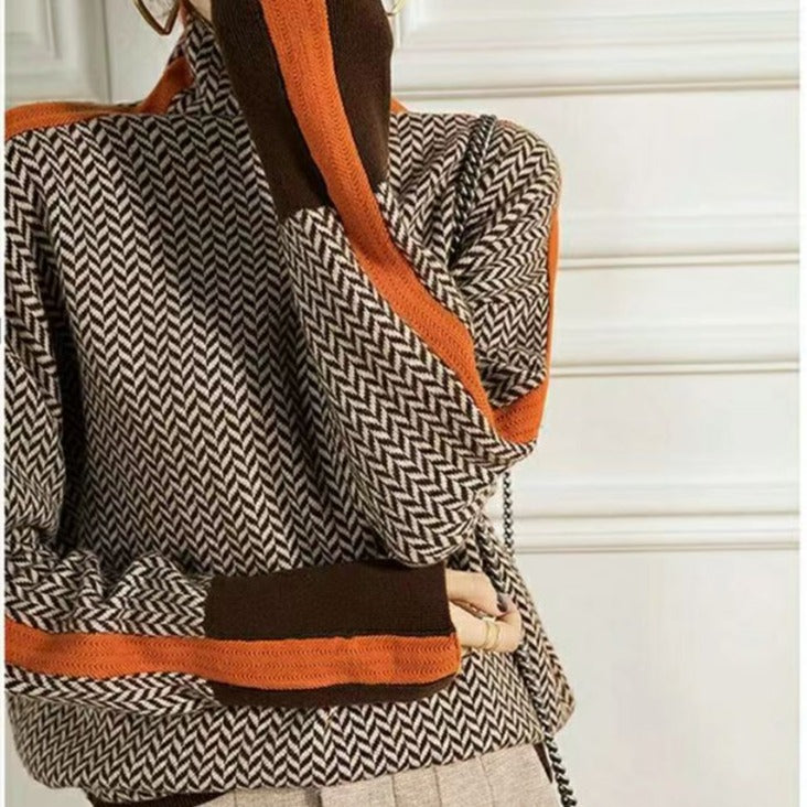 Damen-Rollkragenpullover | Geometrischer Druck