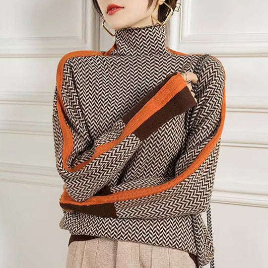 Damen-Rollkragenpullover | Geometrischer Druck