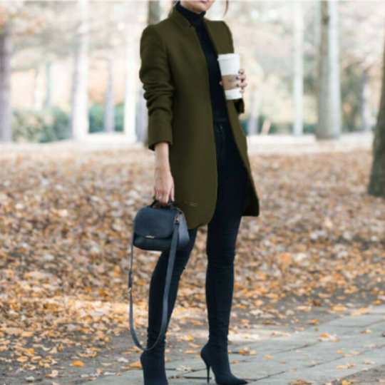 Damen Wintermantel mit Stehkragen | Elegantes Langarmhemd